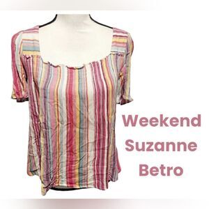 Weekend Suzanne Betro striped top womens size medium